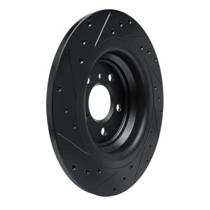 Mercedes-Benz GLE350 Brake Rotor (1) - Rear Right - R1 Concepts - Drilled & Slotted - Black - `12-`18